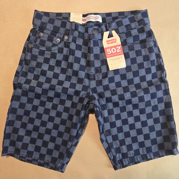 Boys - Levi's 502 Checkerboard Regular Taper Denim Shorts - Picture 1 of 11